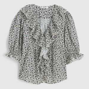 Madewell Ruffled Pintuck Puff-Sleeve Top